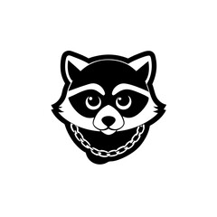 silhouette design of a raccoon head