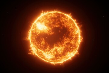 Fiery Solar Orb in Deep Space