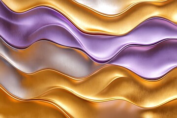 Fototapeta premium Luxurious Gold and Purple Metallic Waves Background
