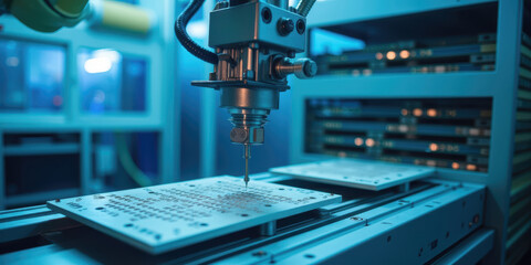 Fototapeta premium Advanced Robotic Arm in Precision Fabrication Process