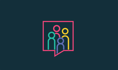 Diversity Chat design logo, people talking family together human unity chat bubble logo vector icon	
