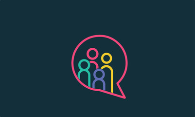 Diversity Chat design logo, people talking family together human unity chat bubble logo vector icon	
