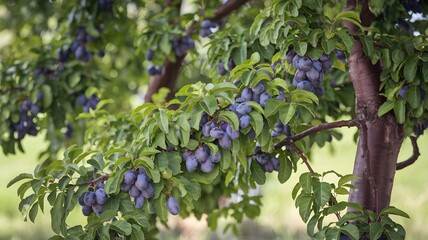 Plum tree in full fruit.