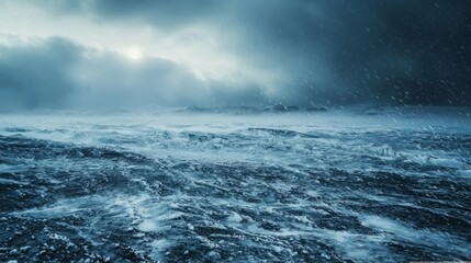 Fototapeta premium Dramatic Winter Seascape with Dark Clouds and Turbulent Waters