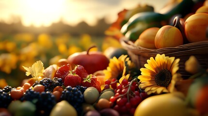 Autumn harvest scene, warm colors and seasonal abundance, 3D illustration