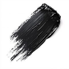 Dramatic Black Cosmetic Product Stroke on White Background