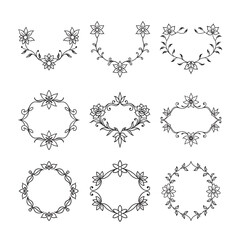 Elegant floral ornamental borderline bundle for design projects