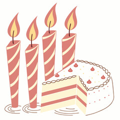 Realistic Birthday Candle Flames. Vector Fire & Light Illustration.