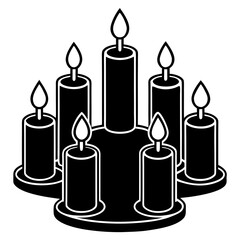 Black Candle Icon Collection | Set of Candle Icons | Vector Illustration.