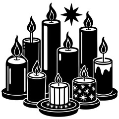 Black Candle Icon Collection | Set of Candle Icons | Vector Illustration.