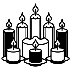Black Candle Icon Collection | Set of Candle Icons | Vector Illustration.