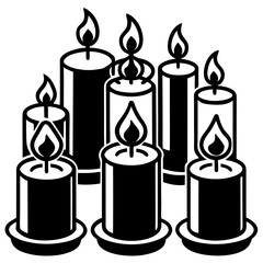 Black Candle Icon Collection | Set of Candle Icons | Vector Illustration.
