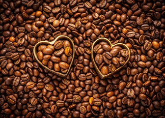 Naklejka premium Romantic coffee bean photo: two hearts, expertly framed using the rule of thirds.