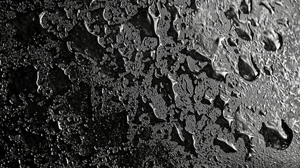 Abstract Close-Up of Water Droplets on Dark Surface with Texture