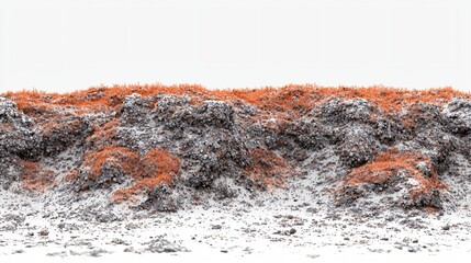 Orange lichen on rocks, winter landscape, seamless texture, nature background