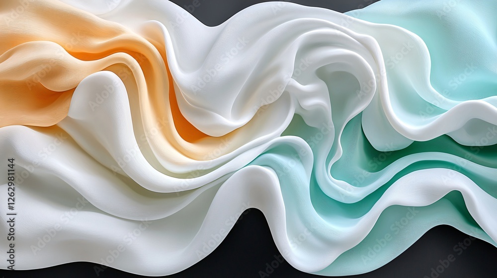 Wall mural Pastel fabric waves flow, abstract design, dark background, website banner