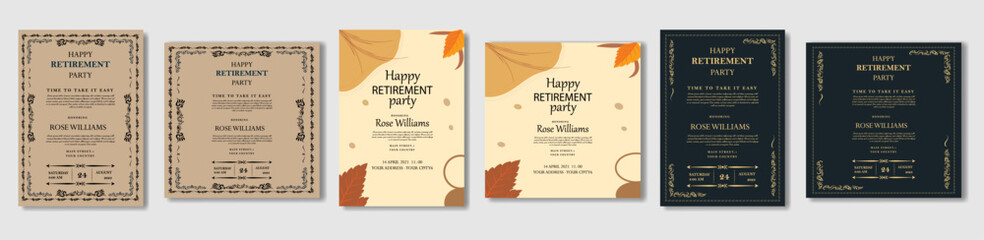 Retirement Flyer Design Template. Retirement Party Invitation Layout, square banner, and a4 poster, Retirement flyer template. Happy retirement party flyer design.