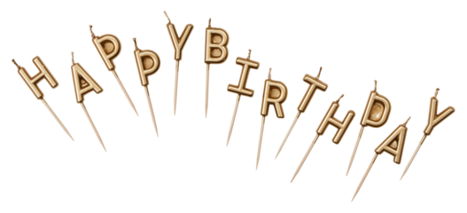 Different types of birthday candles cut out isolated transparent background