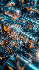 Abstract Technology Background with Futuristic Machinery and Lights