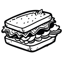 Tasty food sandwiches, like a delicious bakery treat vector illustration cartoon vector sketch freehand outline hand drawn picture sketchy line art icon sign silhouette illustration