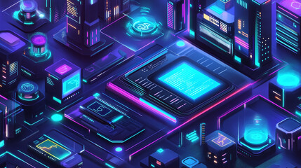Fototapeta premium A futuristic cryptocurrency transaction system where digital assets are exchanged on a blockchain network