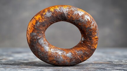 rusty iron ring, chain link
