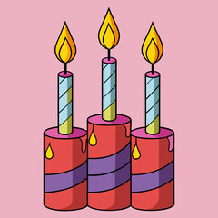 Realistic Birthday Candle Flames. Vector Fire & Light Illustration.