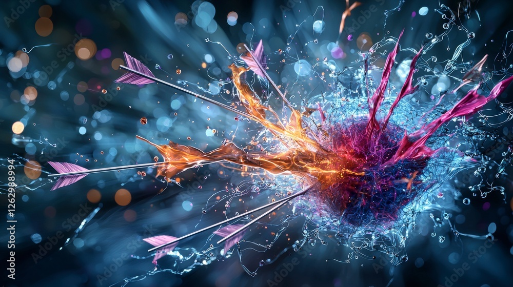 Poster Abstract arrows of nothingness vibrating colorful explosion digital art virtual space dynamic viewpoint
