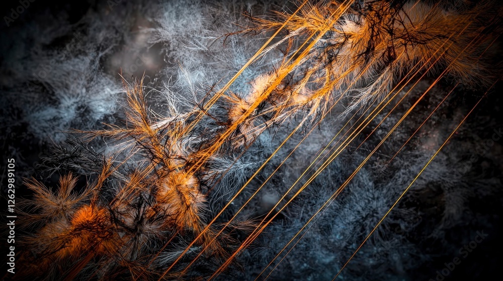 Poster Dynamic abstract lines vibrating in the infinite void digital art abstract futuristic conceptual visualization