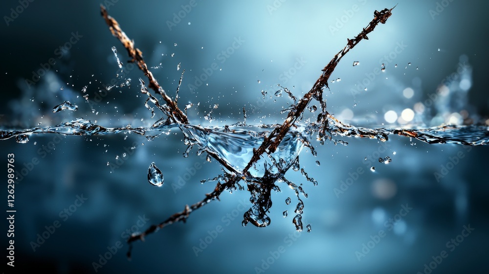 Poster underwater abstract water splashes disrupting emotional boundaries and releasing tension in close-up