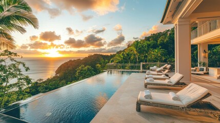 Serene Luxury Villa with Infinity Pool Overlooking Sunset Ocean View
