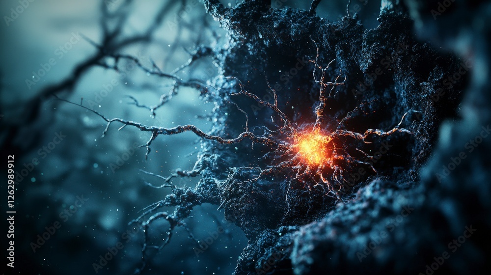 Poster Ethereal energy pulsating boundless void digital art atmospheric depth macro view whispers of fragility
