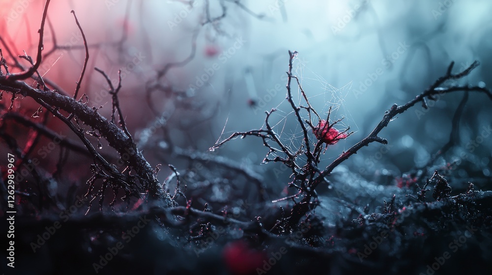 Aufkleber ethereal dark strokes enigmatic forest abstract art surreal atmosphere low angle breath of obscurity