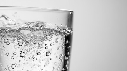 Refreshing Glass of Sparkling Water Monochrome Bubbles and Clean Hydration