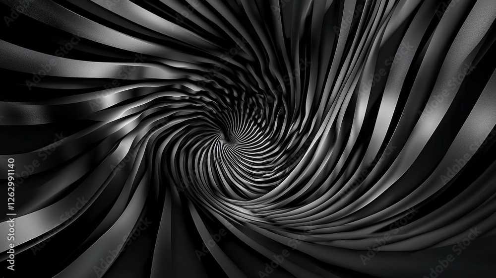 Poster Dynamic spiral motion abstract space digital art dark environment close-up view boundless concepts