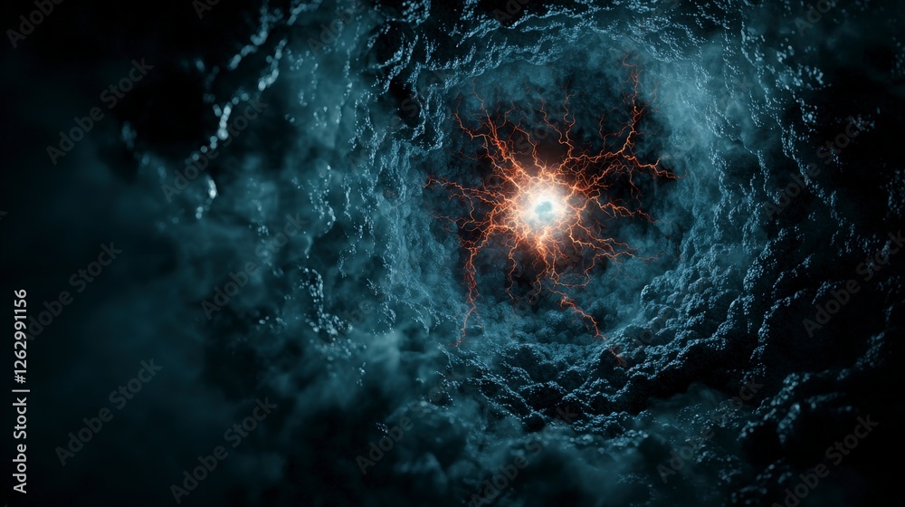 Aufkleber cosmic void dynamic electrical storms in abstract art and digital imagery perspectives