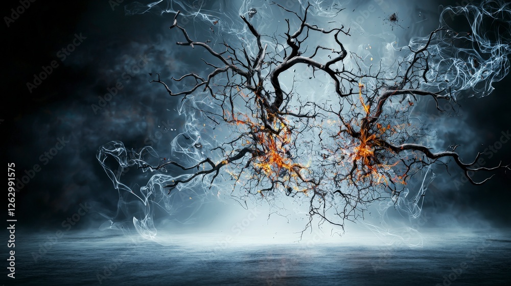 Aufkleber dissolving thoughts in air abstract environment digital art dark atmosphere artistic viewpoint conce