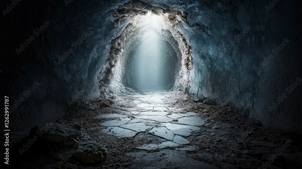 Poster a mysterious tunnel journey through light and shadows abandoned location dark environment captivatin