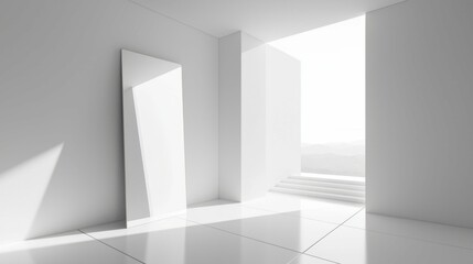 Obraz premium Bright Minimalist Interior with Natural Light and Reflection