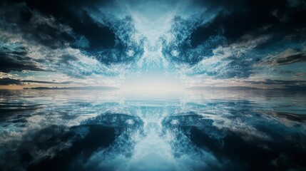 Obraz premium Parallel streaks of emptiness disintegrating over tranquil sea nature atmospheric landscape serene viewpoint