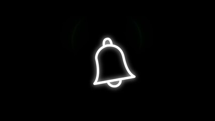 Notification sign. Transparent background. WHITE line icon animation. Mobile app notice ,alert notice, new message , reminder bell, sound alert subscription and ringing animated icon