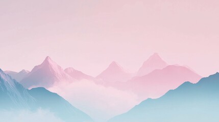 Serene Mountain Landscape with Gentle Pastel Sunrise Hues
