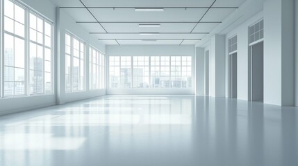 Bright and Spacious Modern Office Interior with Large Windows