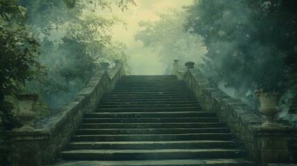 Stairway to heaven in glory, gates of Paradise, meeting God, symbol of Christianity