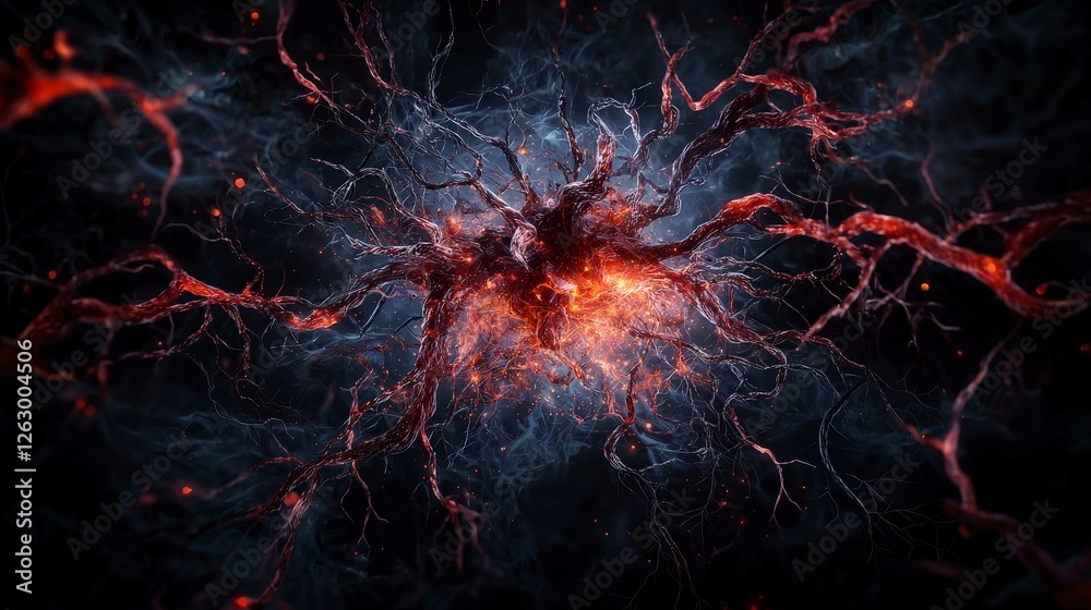 Poster agonizing energy burst cosmic void abstract art dark environment close-up view emotional concept