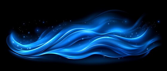 Abstract Blue Glowing Waves Dark Background Design Art Cool Shiny     