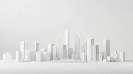 Obraz premium Minimalist White Cityscape Design with Abstract Building Shapes