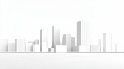 Obraz premium Abstract white city skyline with modern architecture and minimal design
