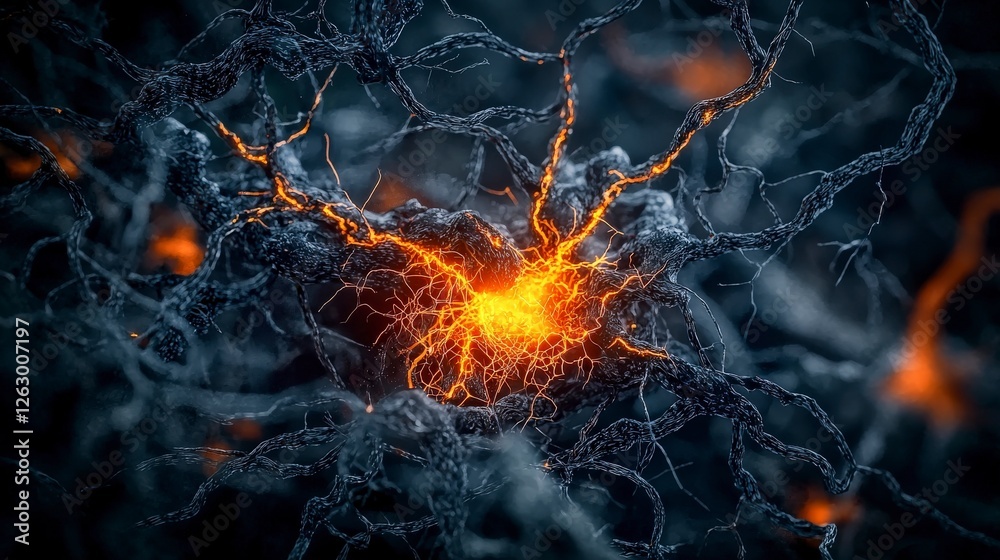 Aufkleber Shivering pulses of darkness corroding the fabric of matter in an abstract digital realm