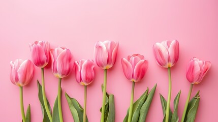 Fototapeta premium Women's Day: Under the Soft and Warm Foil of the Coral Pink Background, Encountering Women's Brightness and Tenderness